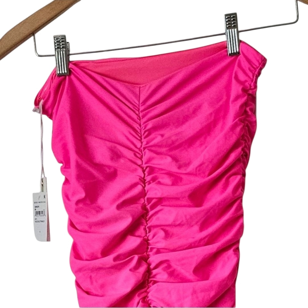 Good American Sexy Ruched Strapless Bodycon Tube Maxi Dress, Knockout Pink Sz 1 - Picture 6 of 10